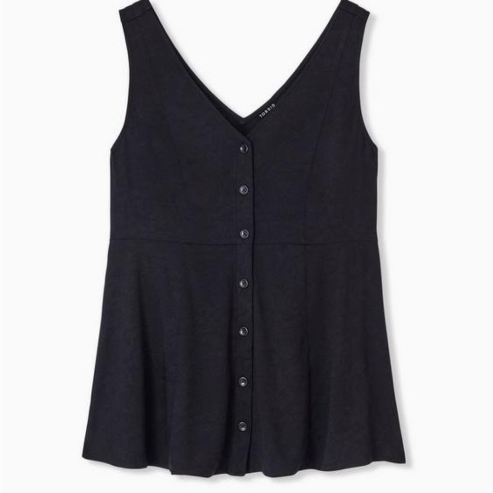 Torrid Black Buttoned Peplum Tank Top